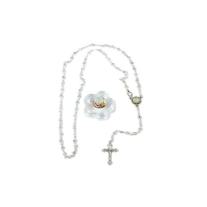 {
  "text": "metal flower rosary – (with clasp)"
}