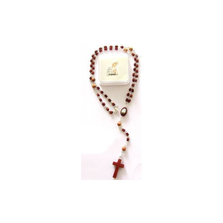 {
  "text": "bicolor brown wooden rosary (with clasp)"
}