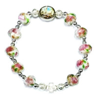 Pulsera de perlas de vidrio de Fátima – blanco