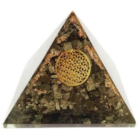 {
  "text": "orgonite pyramid with pyrite – 7 x 7"
}