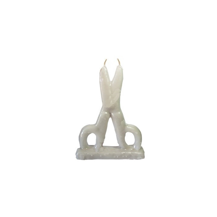 white scissors candle