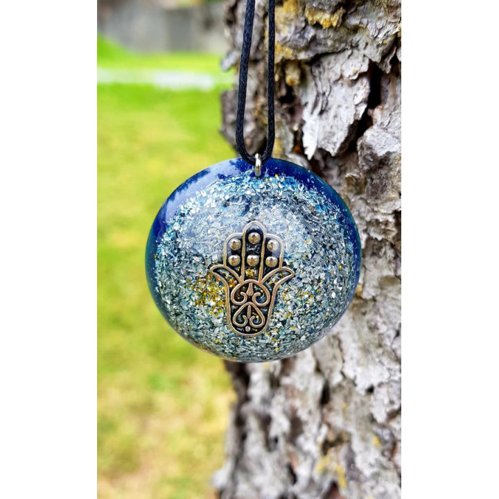 {
  "name": "ORGONITE - NECKLACE PENDANT - HAND OF FATIMA Blue"
}