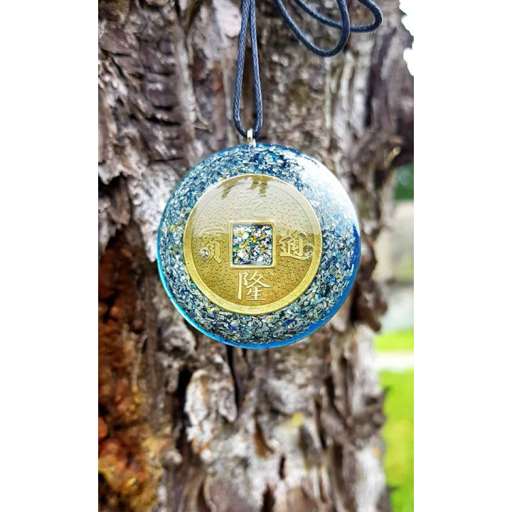 {
  "product_name": "ORGONITE - NECKLACE PENDANT - FENG SHUI COIN Blue"
}