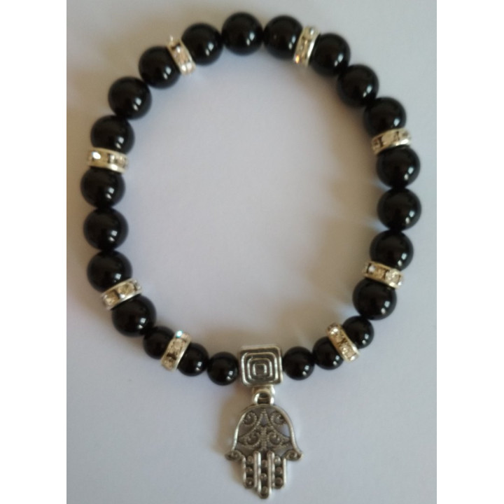 {
  "product_name": "BLACK TOURMALINE AND HAND OF FATIMA BRACELET"
}