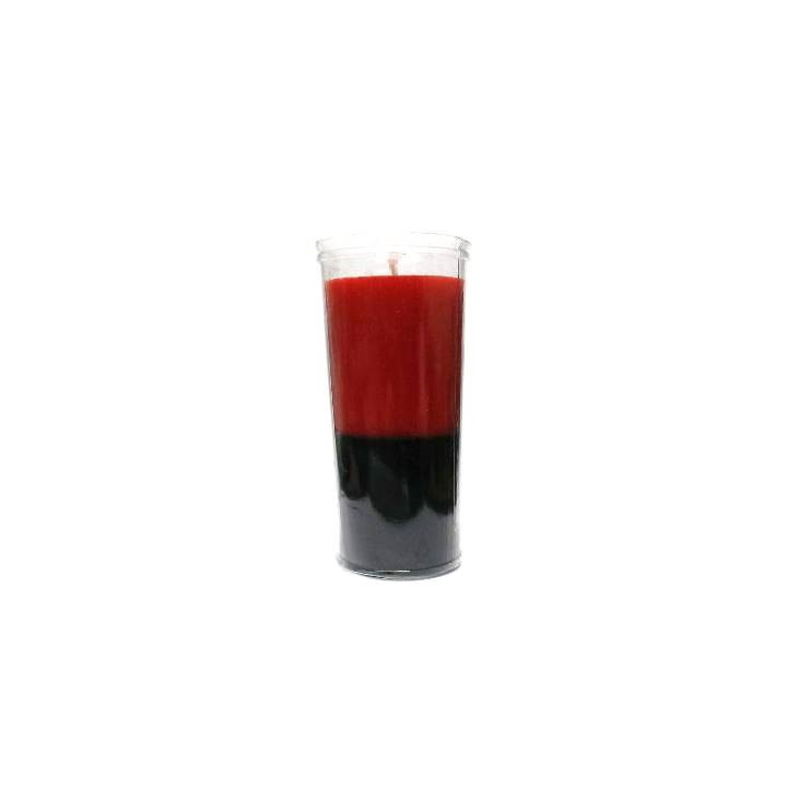 {
  "product_name": "Red and Black Plastic Jar Candle"
}