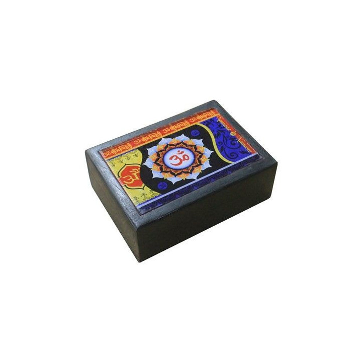 Caixa Madeira Preta Premium - Símbolo OM 17x12.5cm