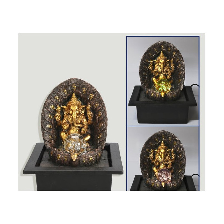 Golden Ganesha Fountain with Ball - Resin