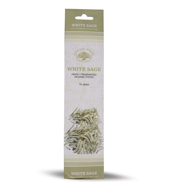 {
  "product_name": "White Sage Incense 15 Sticks Green Tree"
}