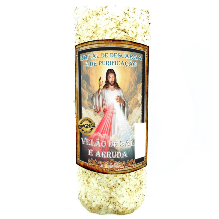 Velão Sal e Arruda – limpeza, vela de ervas