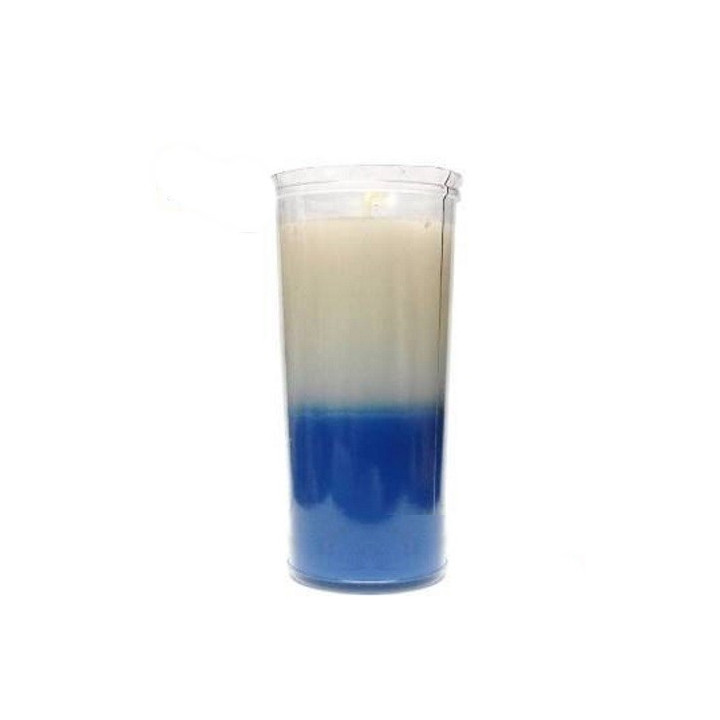 {
  "product_name": "White and Blue Plastic Jar Candle"
}