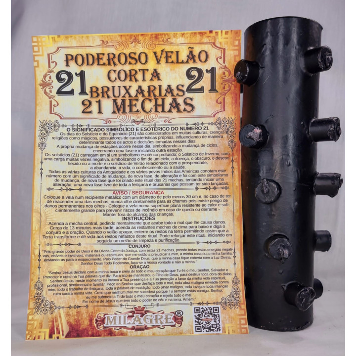 {
  "text": "21 black candle wick holder – breaks hexes - candle"
}