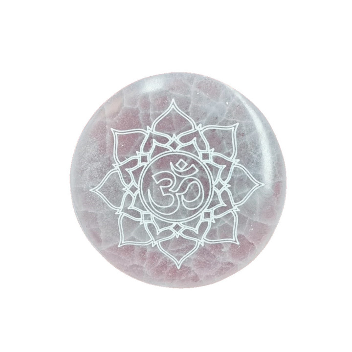 Placa Energética Selenite - Símbolo Om 14cm