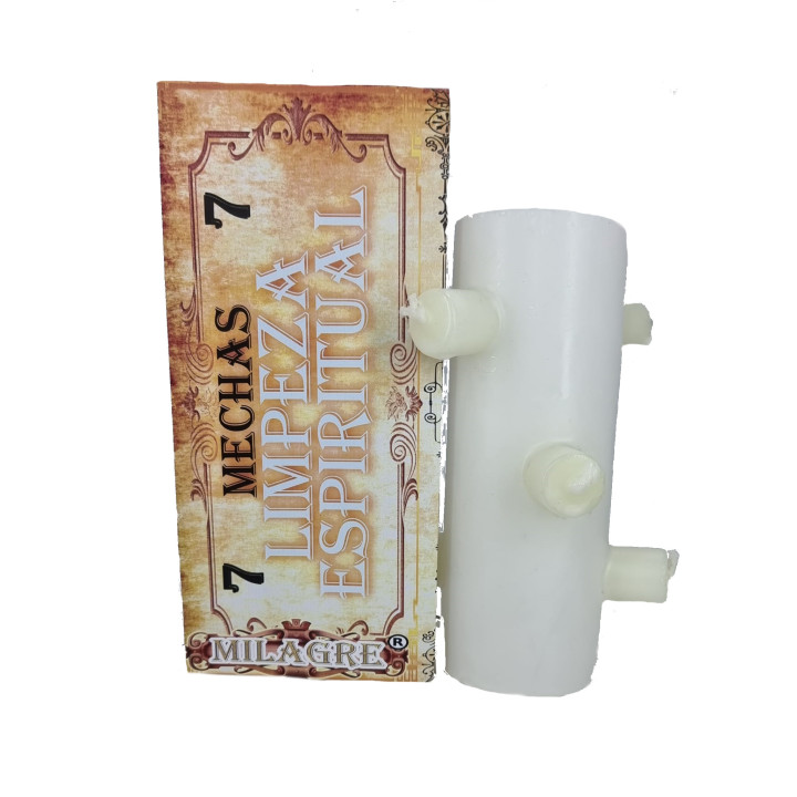 vela 7 mechas branco – limpeza espiritual