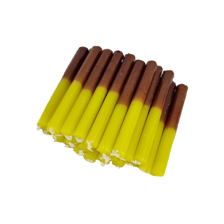 {
  "text": "Yellow and brown candles"
}