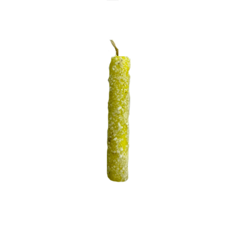 {
  "text": "yellow candle with salt"
}